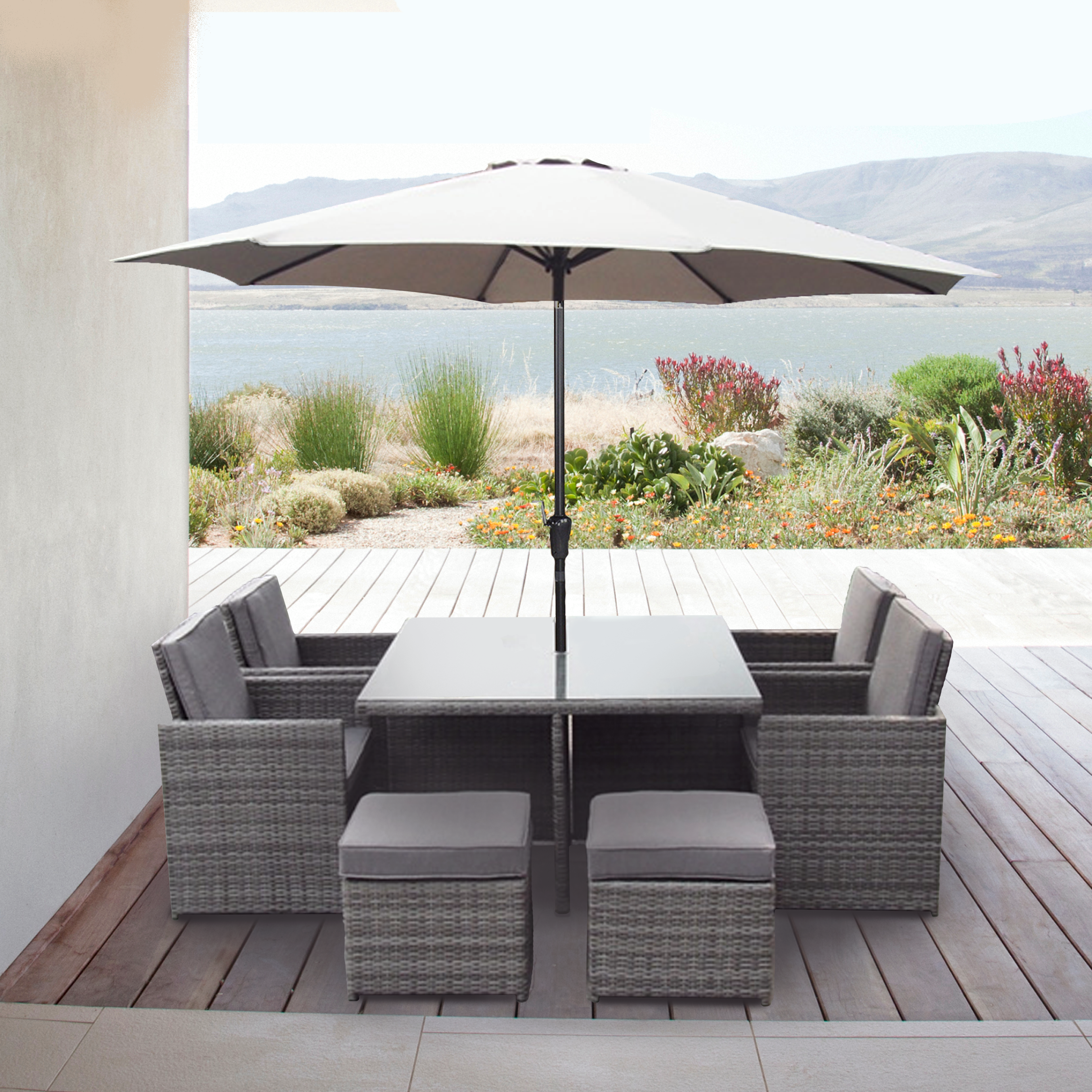 Cube garden furniture with parasol hole 2025
